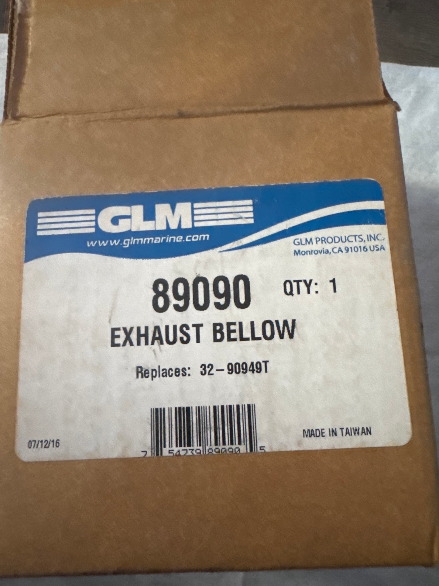 GLM 89090 Exhaust Bellow – Replaces 32-90949T – Marine Sterndrive – New (Open Box