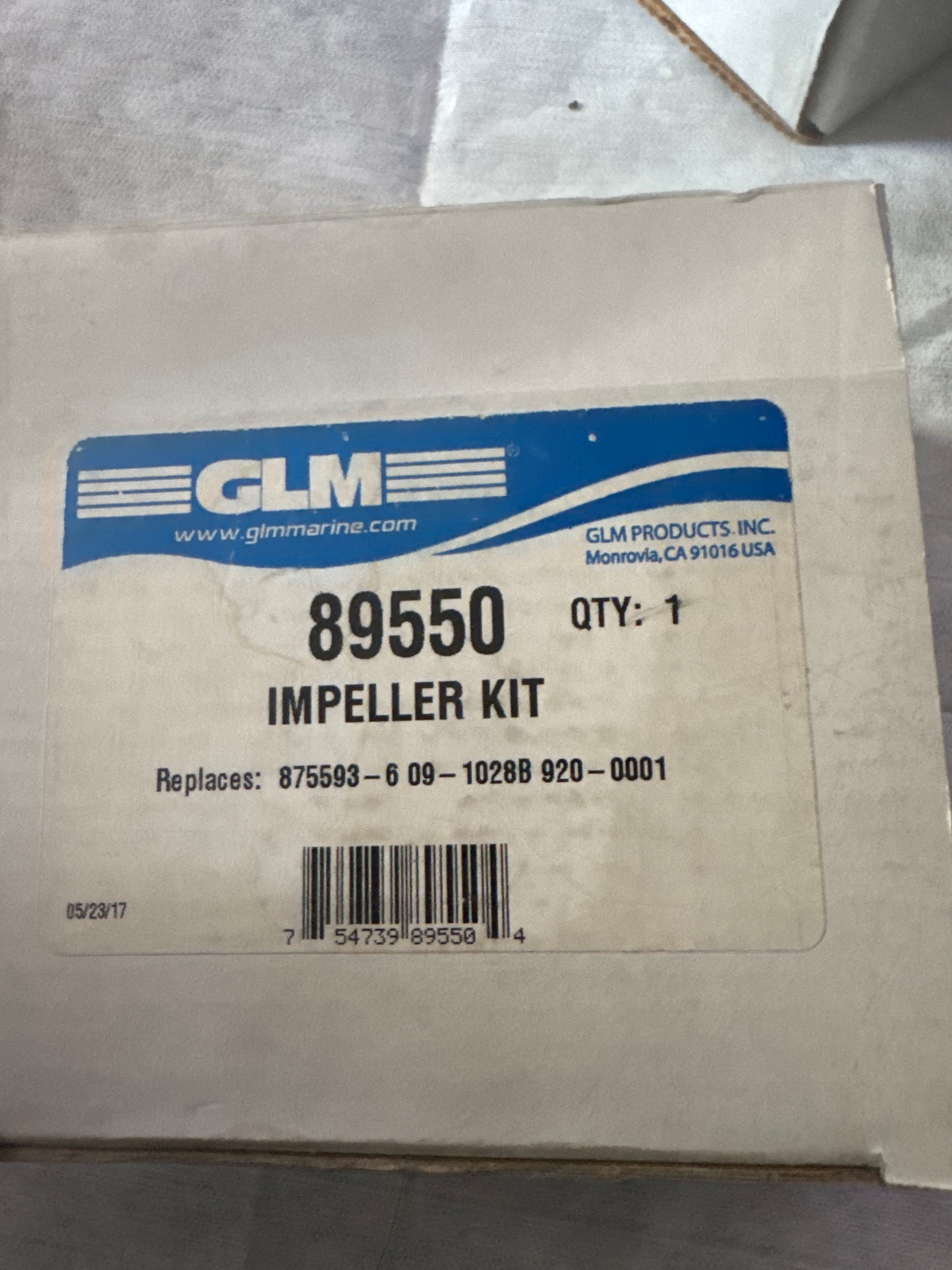 GLM 89550 Impeller Kit – Replaces 875593 / 09-1028B / 920-0001 – Marine Water Pump – New (Open Box)