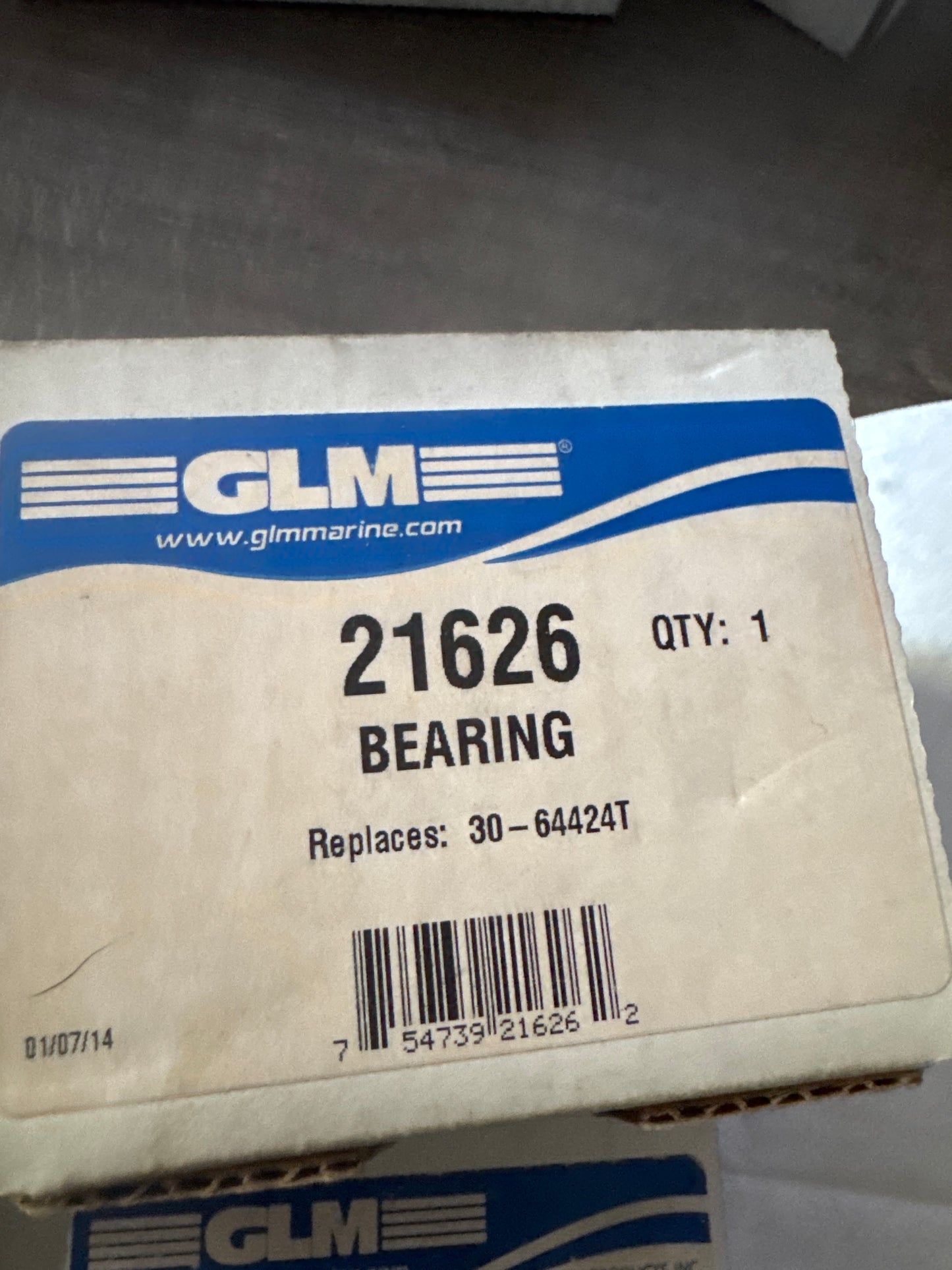 GLM 21626 Marine Bearing – Replaces 30-64424T – Ball Bearing – New (Open Box)