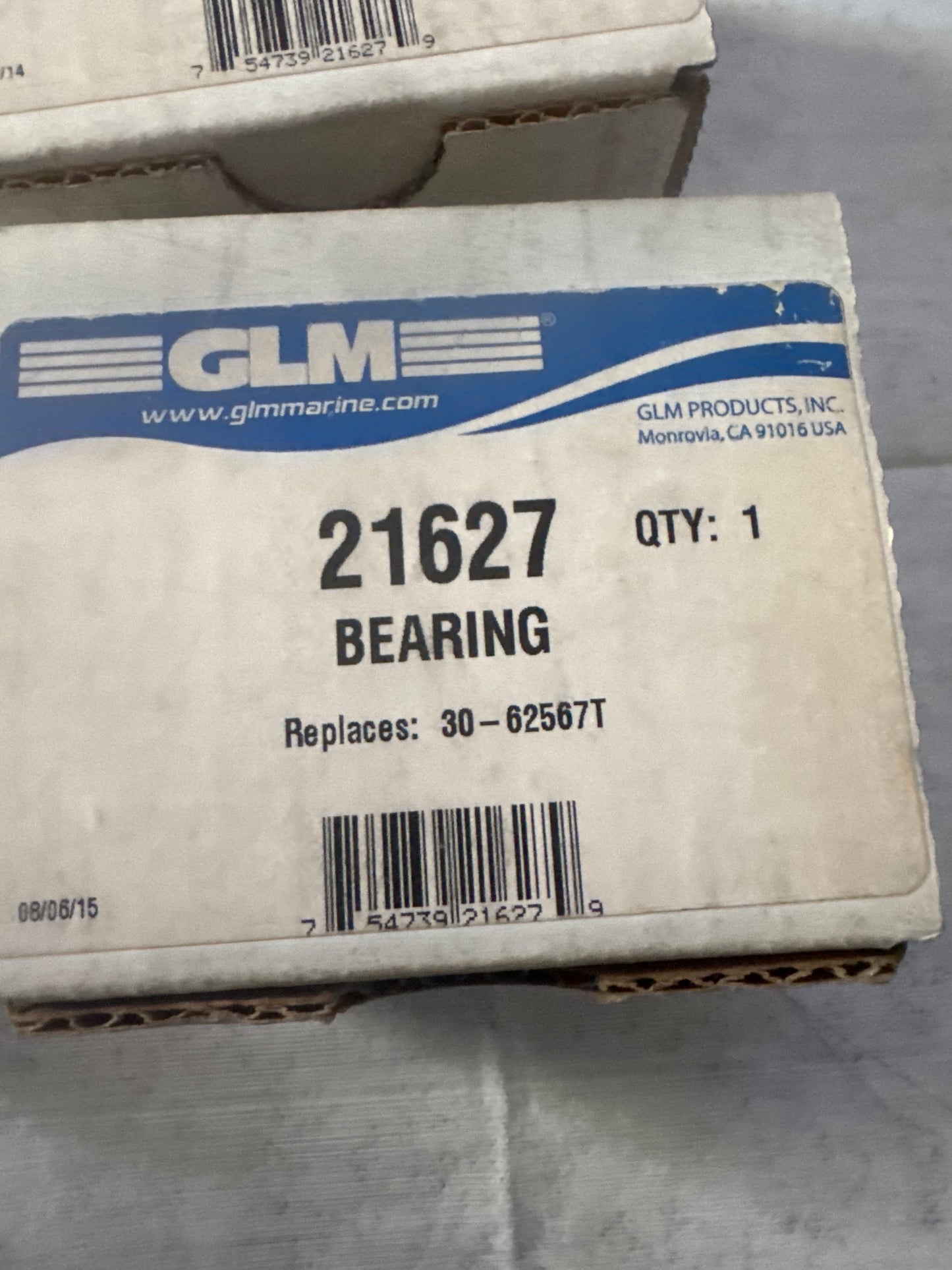 GLM 21627 Marine Bearing – Replaces 30-62567T – Ball Bearing – New (Open Box)