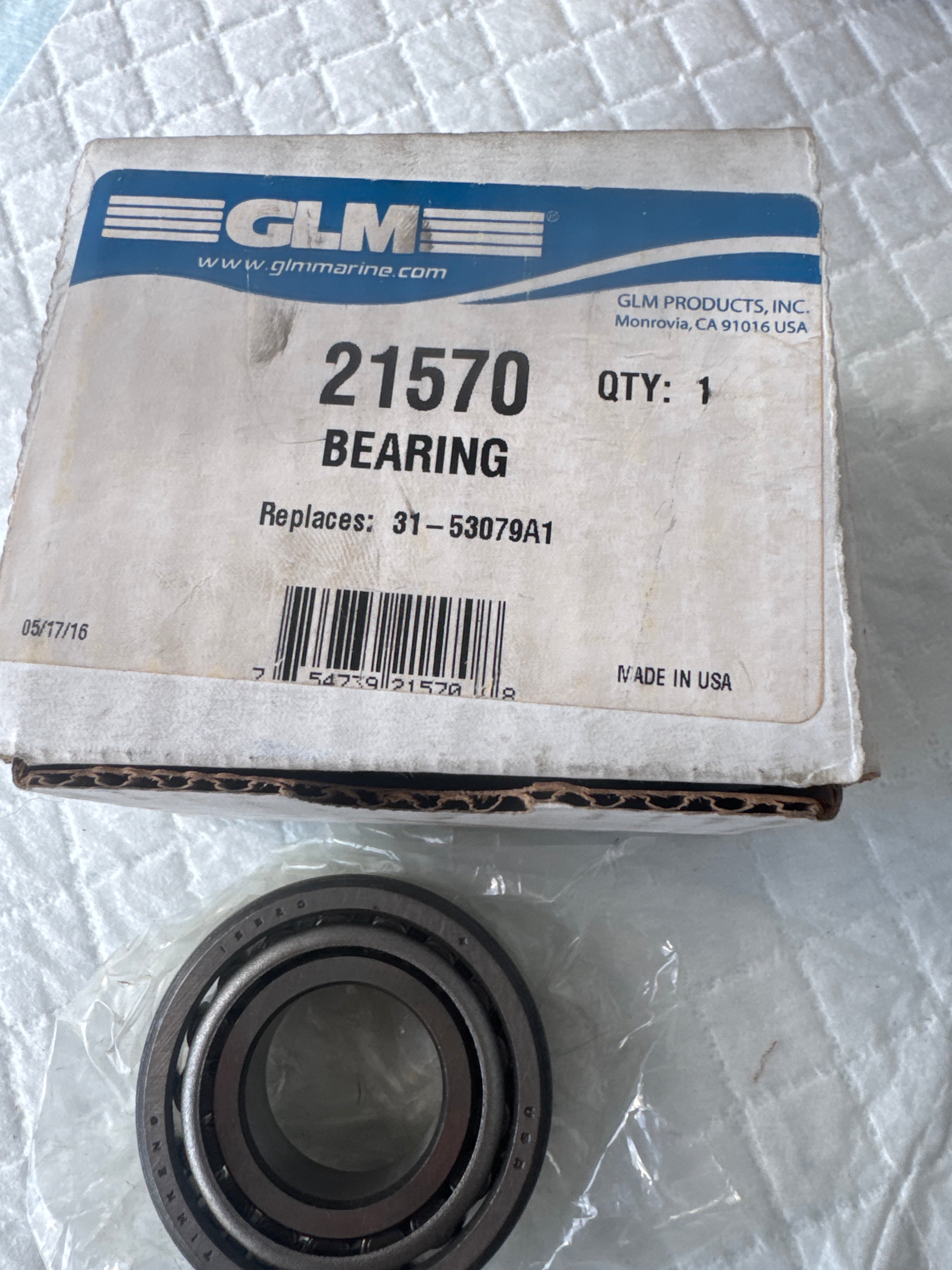 Drive Shaft Bearing GLM 21570 OEM Mercury 31-53079A1